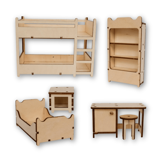 Conjunto de Móveis em Miniatura para Quarto Infantil | A Mansão dos Ratinhos