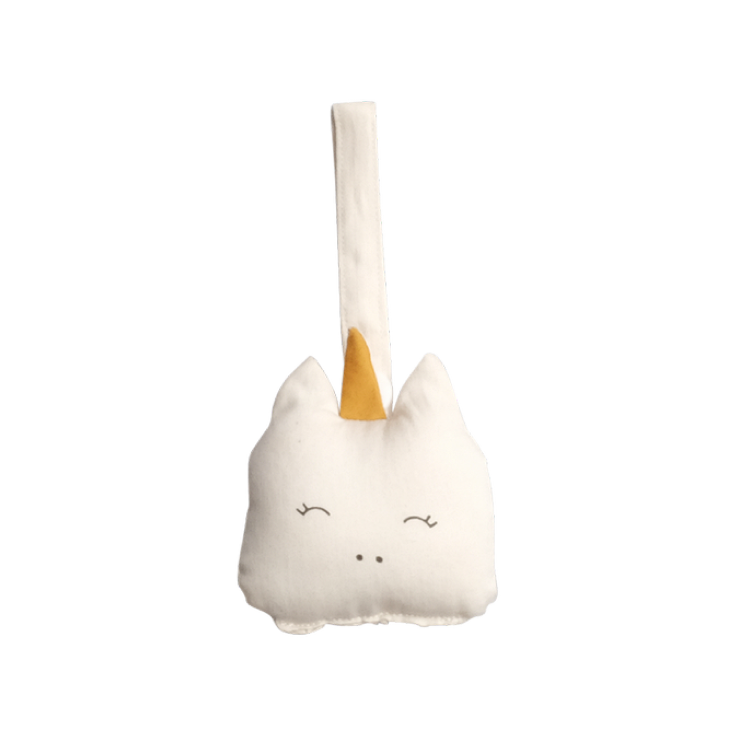 Chocalho de algodão em formato de unicornio.