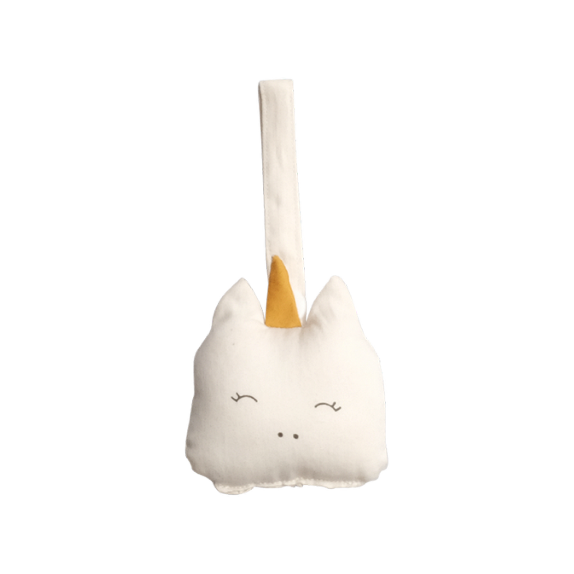 Chocalho de algodão em formato de unicornio.