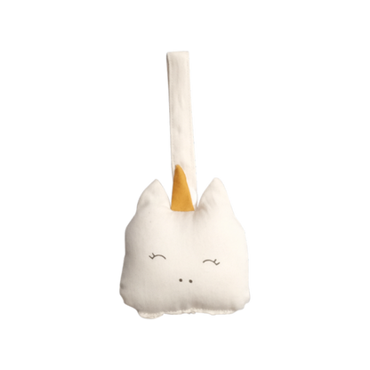 Chocalho de algodão em formato de unicornio.