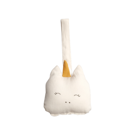 Chocalho de algodão em formato de unicornio.