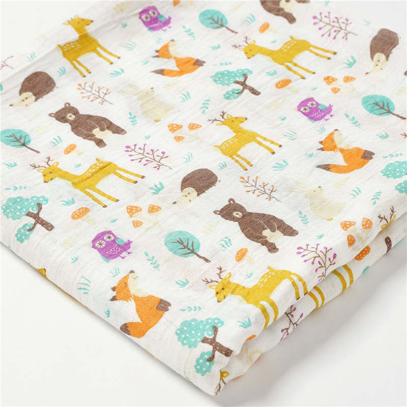 Swaddle de Algodão de Fibra de Bambu - Animais da Floresta
