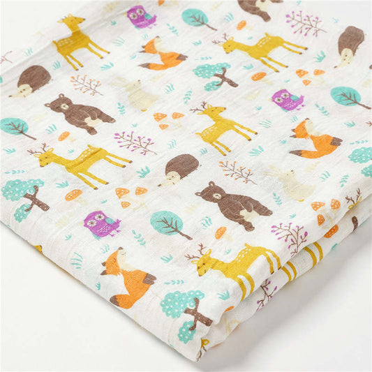 Swaddle de Algodão de Fibra de Bambu - Animais da Floresta