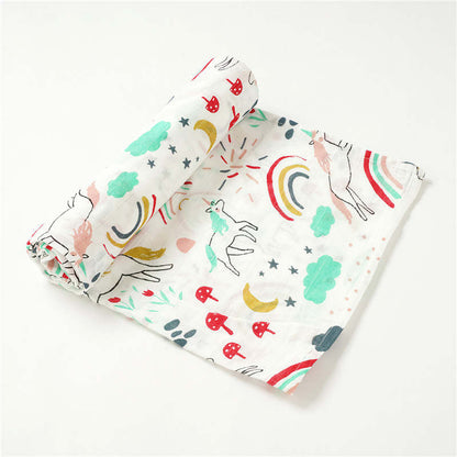 Swaddle de Algodão de Fibra de Bambu - Unicórnio